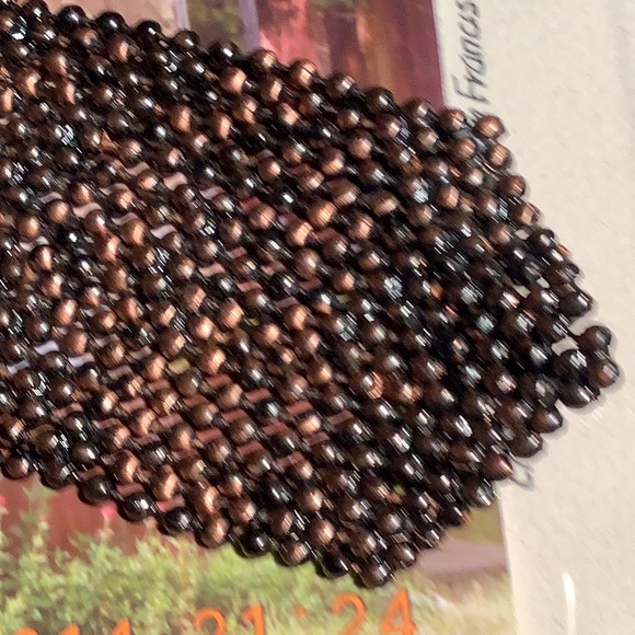 VINTAGE “THREE STAR” SIGNED MESH MULTI BALL BEAD COPPER CHAIN WIDE BRACELET - Picture 3 of 6